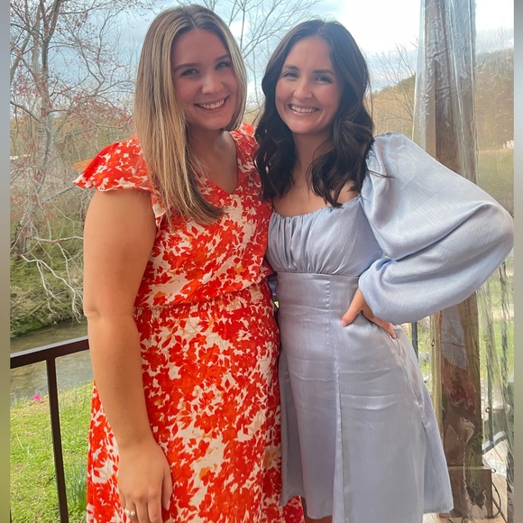 ASTR the Label blue long sleeve dress. Perfect for weddings, rehearsal dinners. - Picture 2 of 2